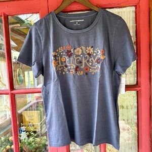 Lucky Brand Floral Embroidered Tee